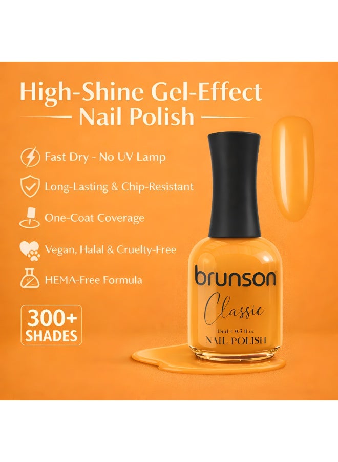Brunson Classic Nail Polish 18ml Fast Dry Nail Lacquer Nail Harderner Normal Polish Glossy Gel Effect Quick Air Dry Long-Lasting Natural Nail Enamel Salon Quality Manicure Pedicure Regular Polish - Image 3